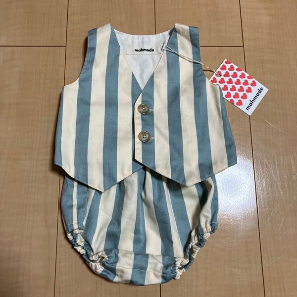 mahmade 70 ストライプ ハーフバースデー ブルマ セットアップ ベビー服