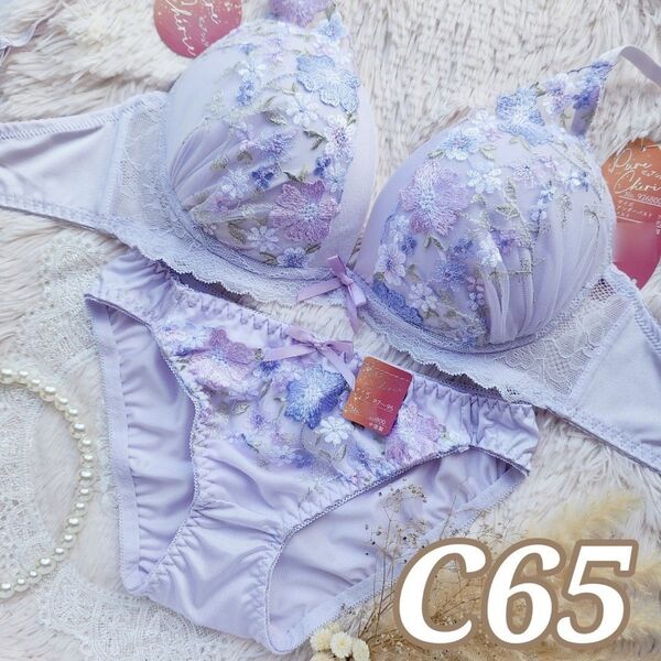№1378【C65】スウィートフレグランスフラワーブラジャー&フルバックショーツ