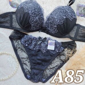 №1354【A85】レーシィアイビーブラジャー&バック透けフルバックショーツ