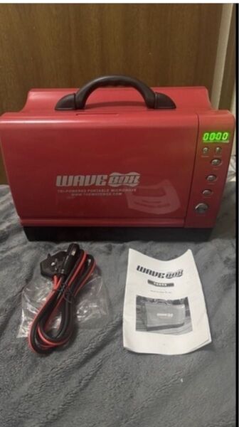美品 WAVEBOX ポータブル電子レンジ シガーソケット 100ボルト アウトドア キャンプ 車内 DC電源ケーブル 家庭利用可