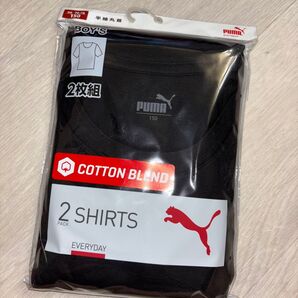 プーマ 綿混 下着 半袖 インナー 肌着 Tシャツ 黒 150 2枚組 ブラック
