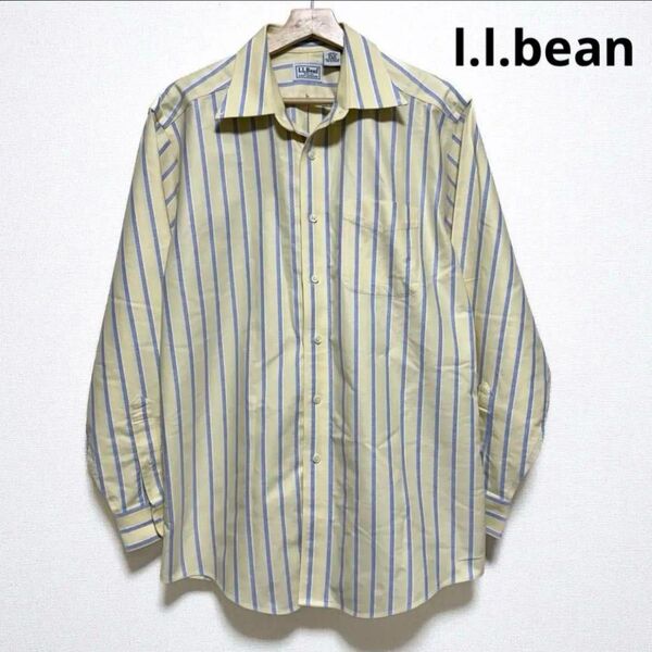 l.l.bean メンズシャツ 長袖 コットン アロハシャツス トライプ L ストライプ 長袖シャツ