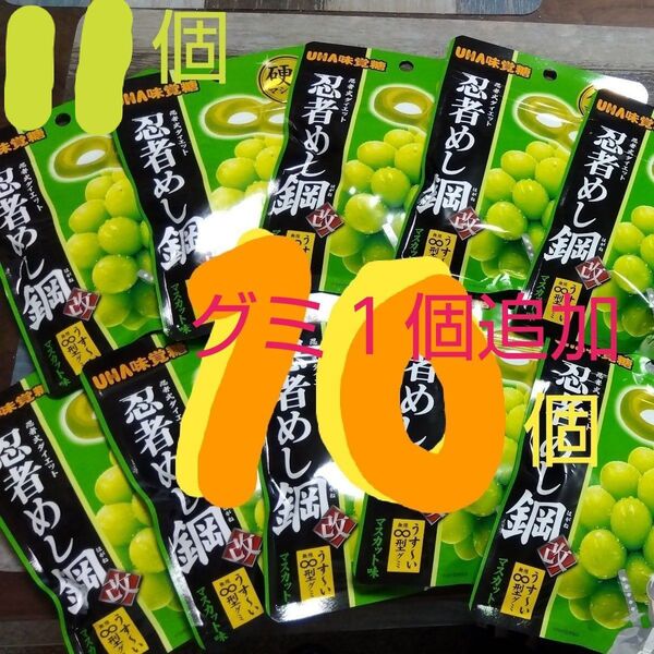 【ガチャピン1個追加!】UHA味覚糖 忍者めし 鋼 改 マスカット味 10個 まとめ売り