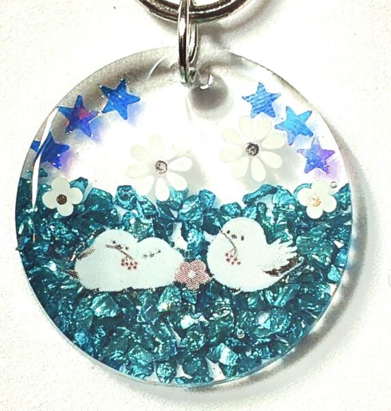 (2007)可愛いシマエナガのキーホルダーです♪ハンドメイド レジン 鳥