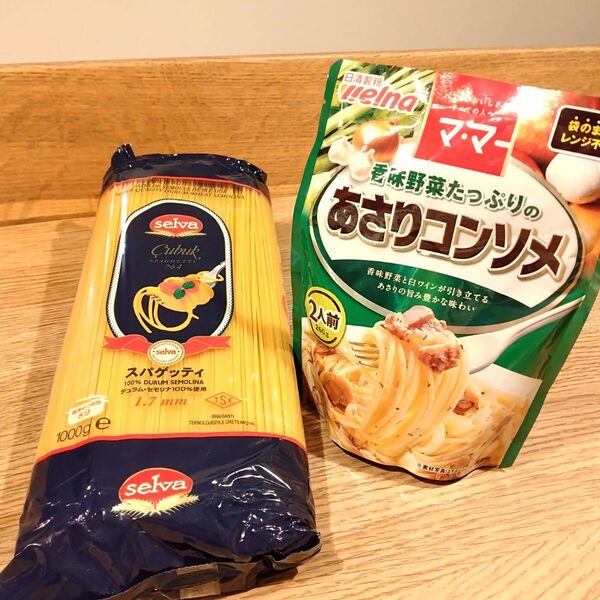 スパゲッティ 1000g ☆ 日清製粉ウェルナ マ・マー あさりコンソメ パスタソース 1袋 260g