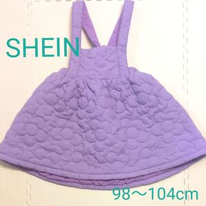 SHEIN 女の子幼児 花柄 オーバーオールドレス パープル 紫 キルト 4Y size98〜104cm ワンピース スカート