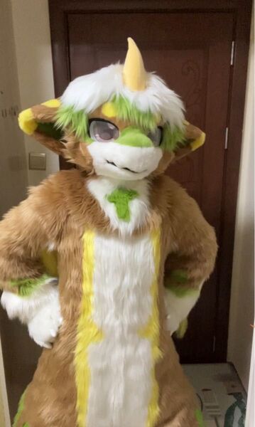 着ぐるみ ケモノ体 フルスーツ セット ブラウン 全身 尻尾 ケモノ ファースーツ ぬいぐるみ コスプレ コスチューム 一点物