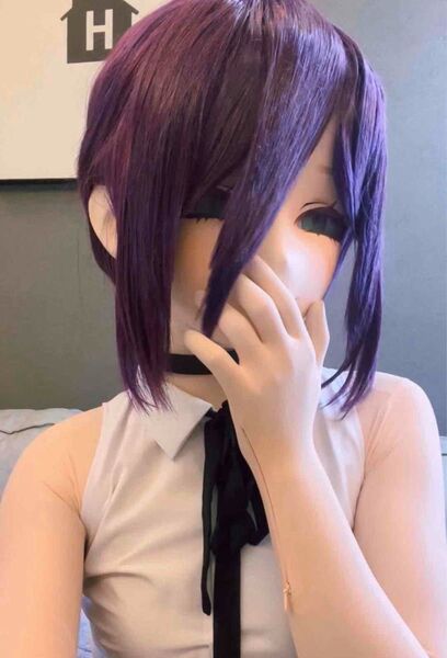 ★即納 全頭マスク カツラ付き ロック付き 2個顔交換 ドール ヘッドロリータ人形 コスプレ 変身 仮装 着ぐるみ 二次元