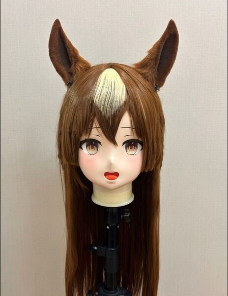 ★即納 全頭マスク カツラ付き ロック付き ドール ヘッドロリータ人形 コスプレ 変身 仮装 着ぐるみ 二次元