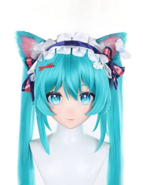 在庫あり 全頭面 初音ミク 着ぐるみ マスク 鍵つき コスプレ kigurumi③ ウィッグ コスプレ 着ぐるみ