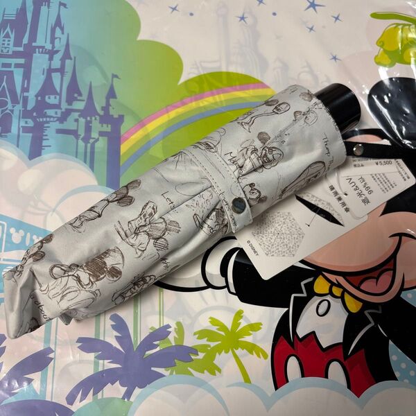 新品 ディズニー ミッキー 折り畳み傘 晴雨兼用 手描き風 スケッチ リゾート 日傘 TDR