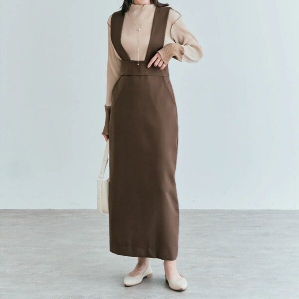 MOUSSY マウジー フェイクレザー ジャンパースカート ブラウン タイトスカート