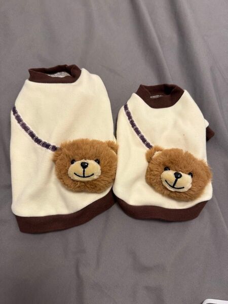 《単品売り可》circus circus クマポケット付きペット服 セット犬服 ドッグウェア くま ベージュ 2着セット XS