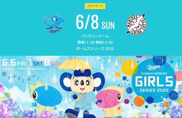 6月8日日曜 中日 ロッテ戦 バンテリンドーム 1枚