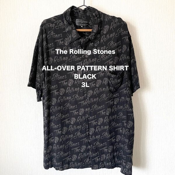 【The Rolling Stones】ザローリングストーンズ 半袖シャツ ロック 夏服 レーヨン 匿名配送 メンズ ブラック3L
