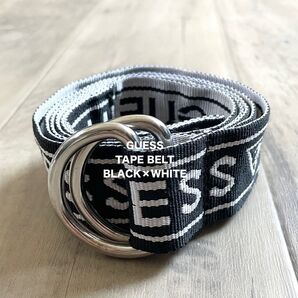 【GUESS】ゲス テープベルト ロック カジュアル 匿名配送 黒白 ブラック系 メンズ