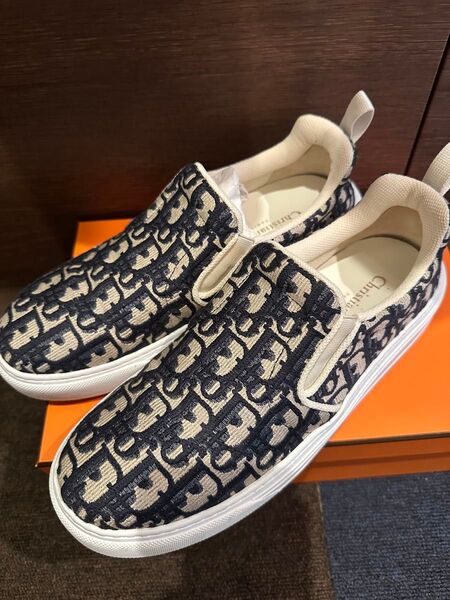 ディオール シューズ Christian Dior スリッポン スニーカー ネイビー 39ハーフ