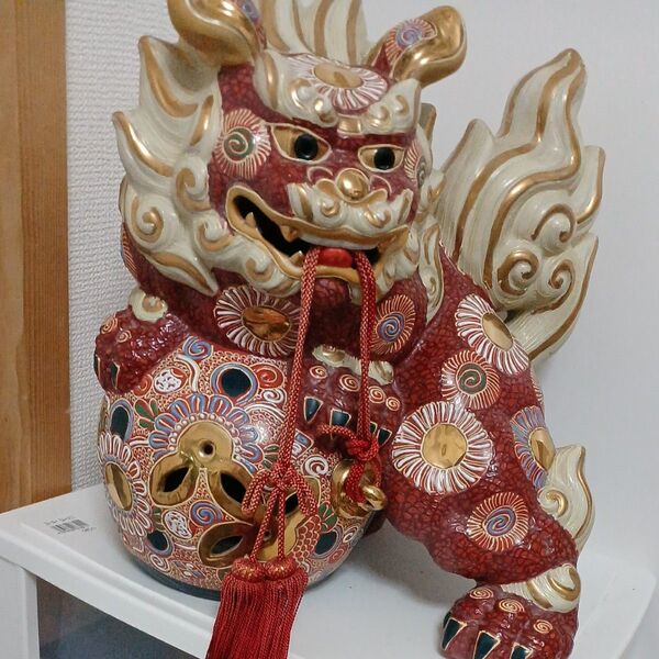 陶器製 獅子 置物 インテリア 九谷焼