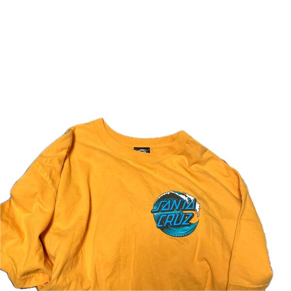 SANTACRUZ サンタクルーズ バックプリント 半袖 クルーネック Tシャツ 半袖シャツ マスタード イエロー XL