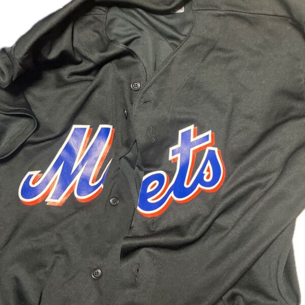 METS メッツ 半袖 ボタン ユニフォーム シャツ 半袖シャツ シャツ BLACK L アメリカ製