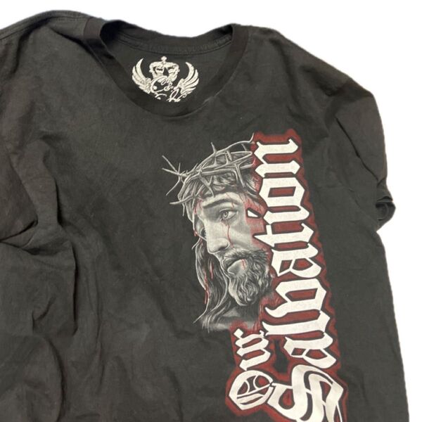Jesus デザイン 半袖 クルーネック グラフィック プリント バックプリント Tシャツ 半袖シャツ L