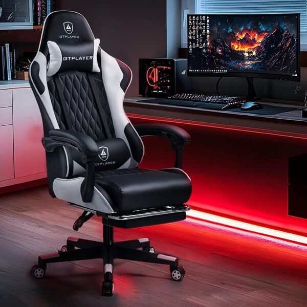 ゲーミングチェア オフィスチェア PCチェア フットレスト ワークチェア 新品