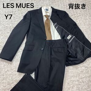 【アオキ LES MUES】セットアップ スーツ 背抜き ストライプ Y7 ビジネス