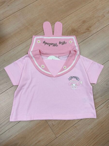 新品☆ しまむら マイメロ 耳つきセーラー襟半袖Tシャツ 90