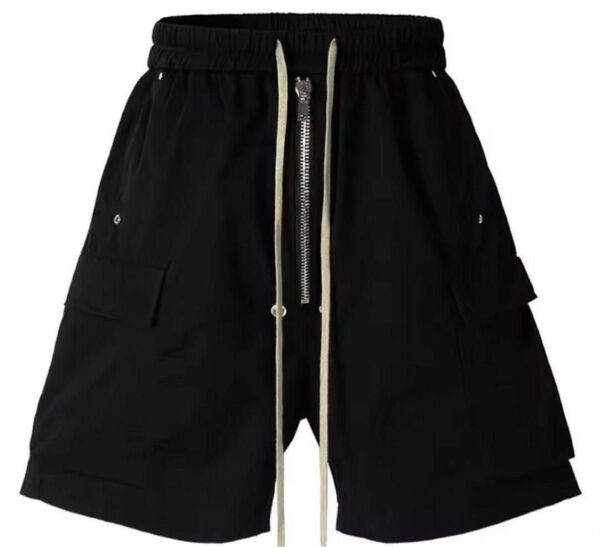 rick owens リックオウエンス 風 ジップ ショーツ 黒 ボトムス ナイロン