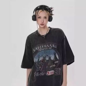 地底人オンラインTシャツ ウォッシュ加工 半袖 ブラック 90s 古着 ビンテージ
