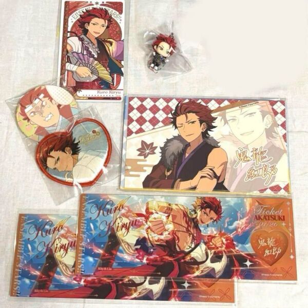 鬼龍紅郎 グッズまとめ カラコレ ナイトキラーズ アルカナ ホロチケ 紅月 あんさんぶるスターズ 缶バッジ ポストカード