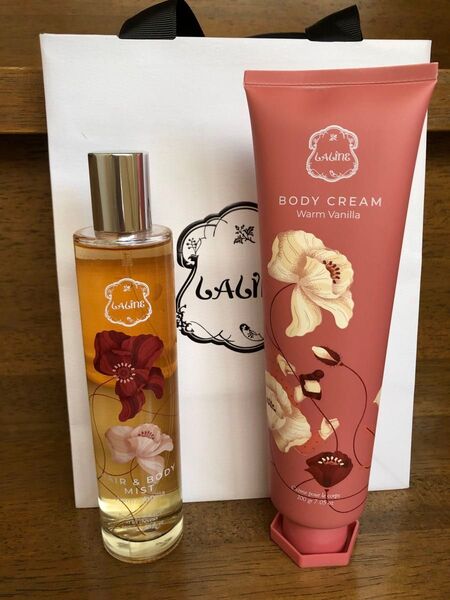 完売品 Laline ウォームバニラ ヘア&ボディミスト 100ml ボディクリーム 200g