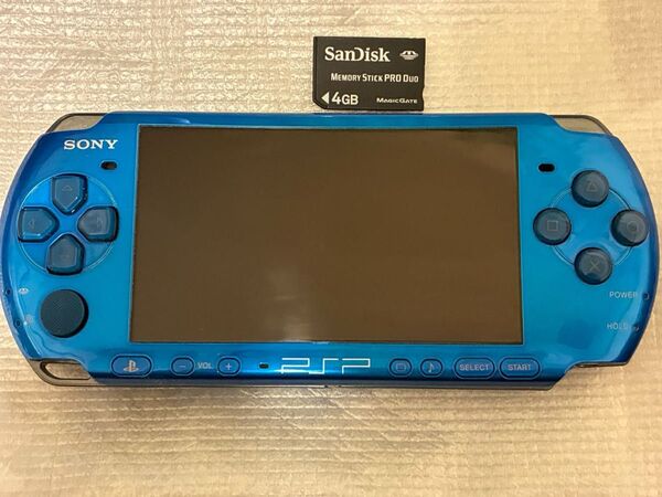 美品!動作良好 ほぼ無傷 PSP-3000 本体 バイブランドブルー ソニー メモリースティック付き