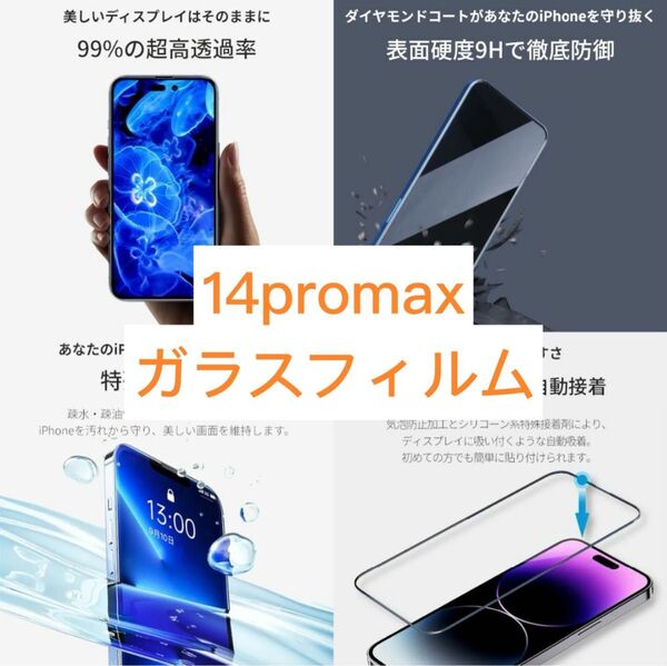 iPhone13ProMax/Plus/14ProMaxガラスフィルム硬度9H