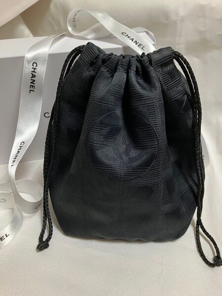 極美品 CHANEL シャネル ニュートラベルライン 巾着ポーチ ブラック