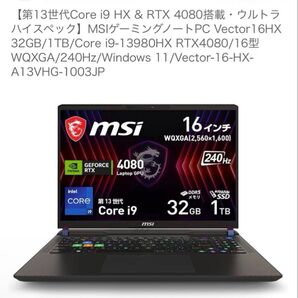 MSIゲーミングノートPC Vector-16-HX-A13VHG-1003JP