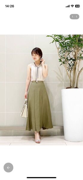 Andemiu アンデミュウ ロングスカート カーキ系 M