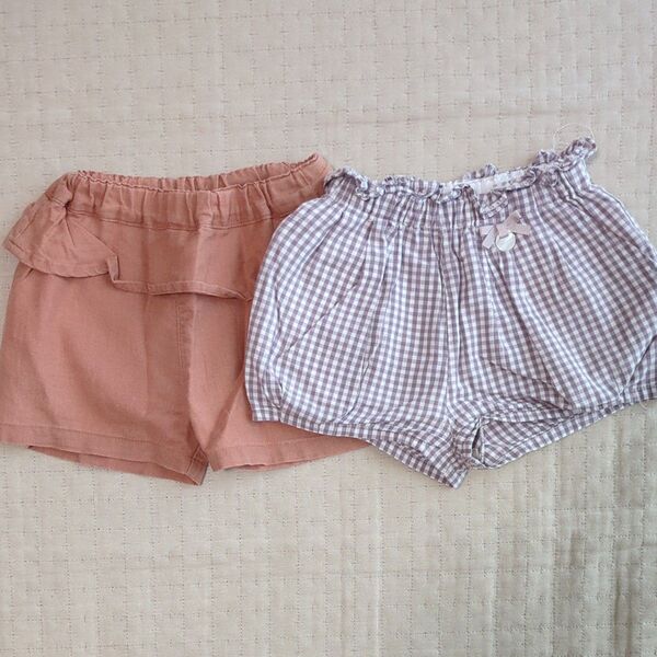 90★ショートパンツ キュロット 2点セット プティマイン しまむら 女の子 ベビー キッズ