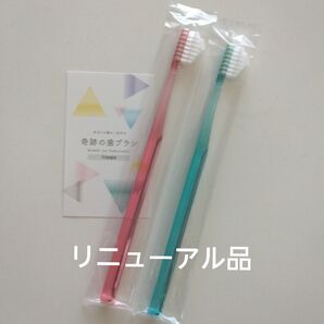 奇跡の歯ブラシ 大人用 2本〈ピンク1・ミントブルー1〉持ち手三角リニューアル品!