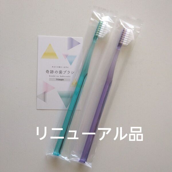 奇跡の歯ブラシ 大人用 2本〈ミントブルー1・パープル1〉持ち手三角リニューアル品!