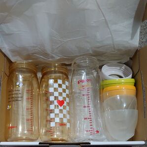 pigeon 哺乳瓶まとめ①(ガラス、プラスチック製) 3本セット+オマケ付
