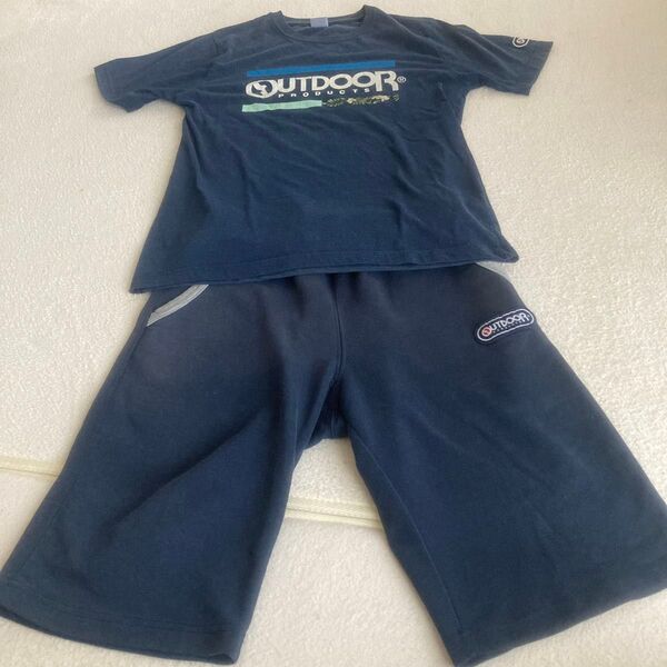 OUTDOOR PRODUCTS Tシャツ&ハーフパンツセット ネイビー メンズ サイズM アウトドア 上下 used