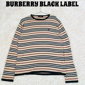 バーバリーブラックレーベル サマーニット ホースロゴ 刺繍 ユニセックスM ボーダー柄 長袖