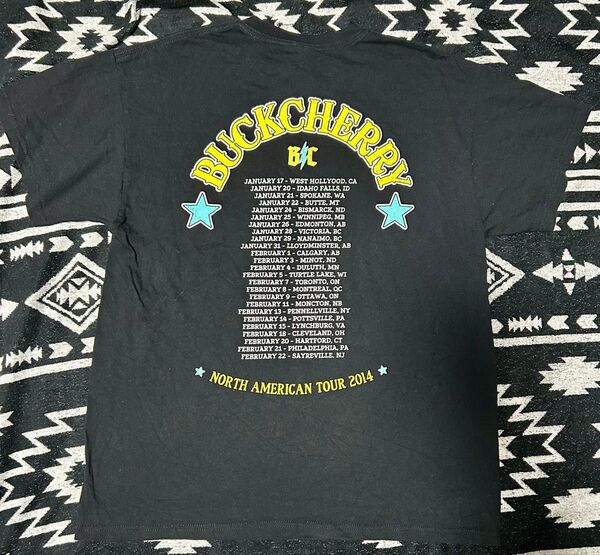 【古着】アメカジBUCKCHERRY North American Tour 2014 バンドTシャツ Lサイズ 黒