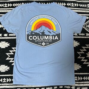 【古着】アメカジ ビンテージColumbia コロンビア Tシャツ Sサイズ バックプリント ライトブルー