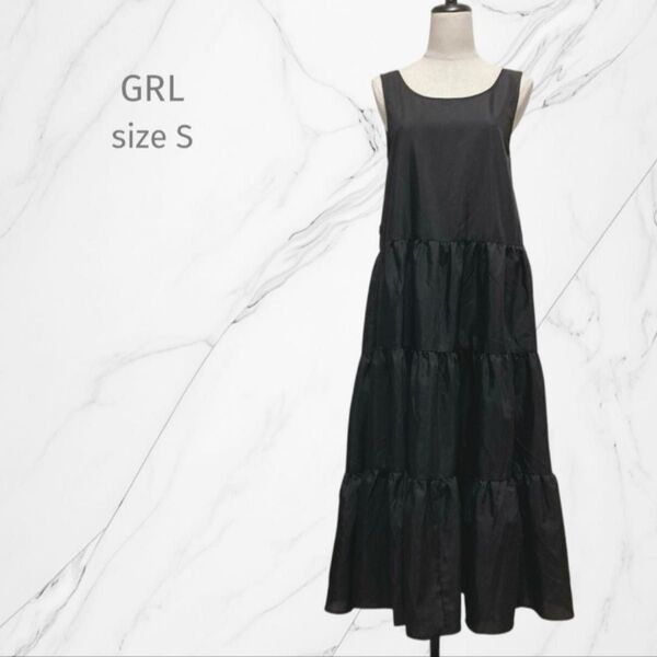 『GRL グレイル』ノースリーブ ティアード ロングワンピース【S】