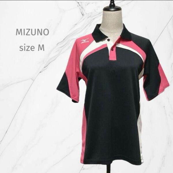 「MIZUNO ミズノ」半袖テニスウェア【M】部活 バドミントン ポロシャツ
