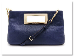  unused goods Michael Kors clutch bag 2way leather chain shoulder 35T2GBKC2L MICHAL KORS handbag navy navy blue blue 