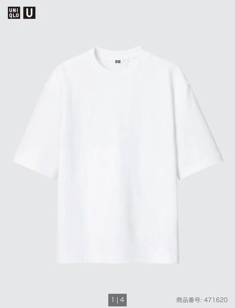 ユニクロ U エアリズムコットンオーバーサイズTシャツ/5分袖 UNIQLO U 男女兼用 XS