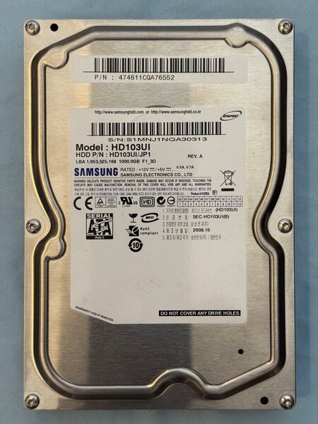 1TB 3.5インチ SATA HDD SAMSUNG ②